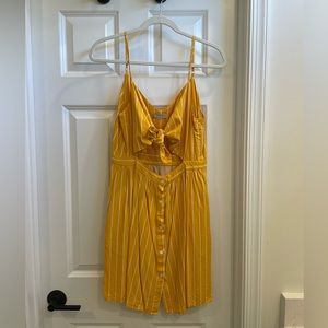 Yellow Striped Tie-Front Mini Dress